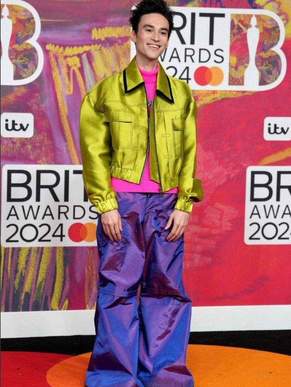 Red carpet in pictures Long black dresses pops of neon and a giraffe at the Brit Awards BBC News