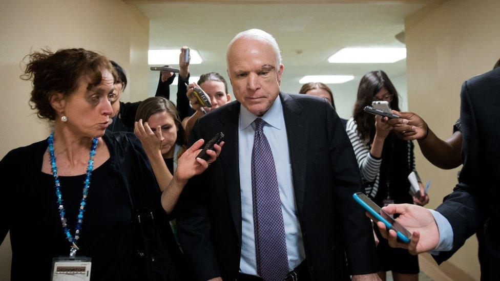 John Mccain on his way to vote on 27 July 2017