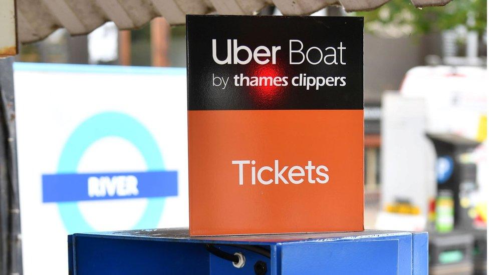 Uber Boat ticket sign