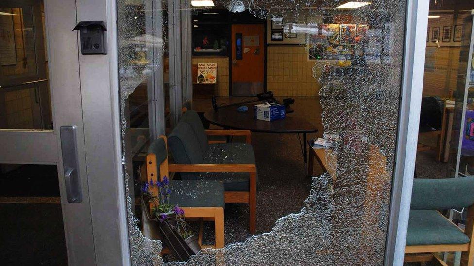 Police image shows window show through at Newtown school