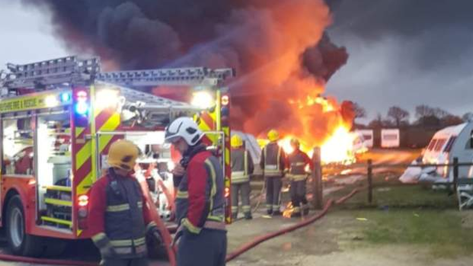 Fire at caravan park