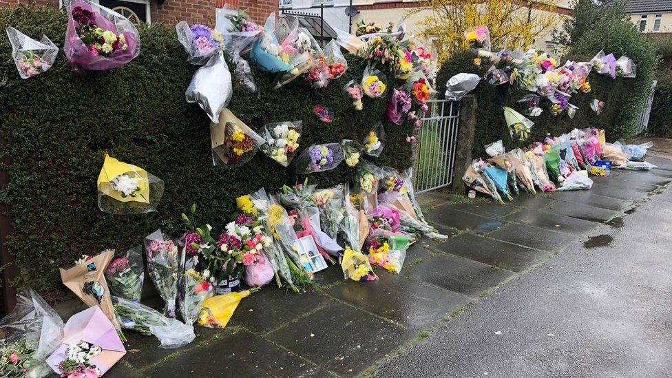 Flowers outside Swinburne Road, Ipswich