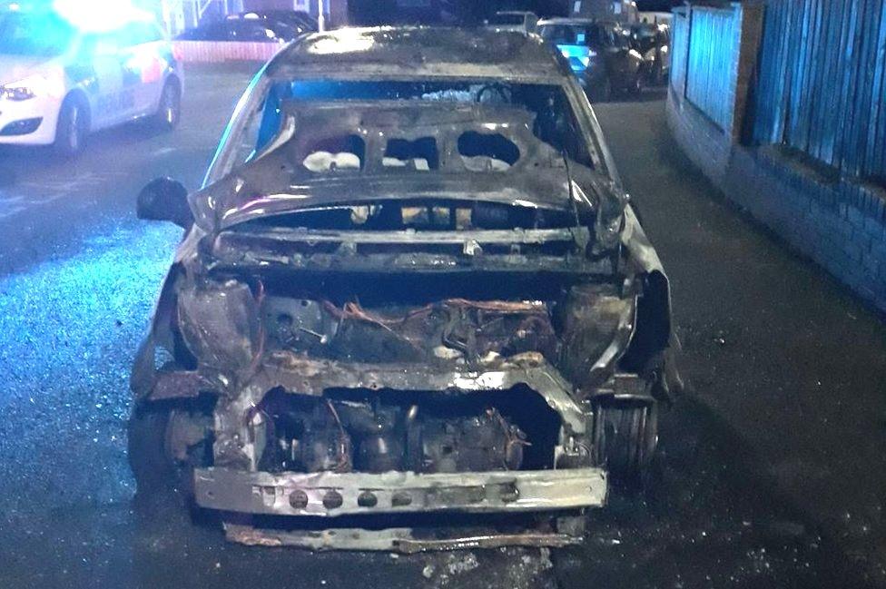 Car burnt out after fire