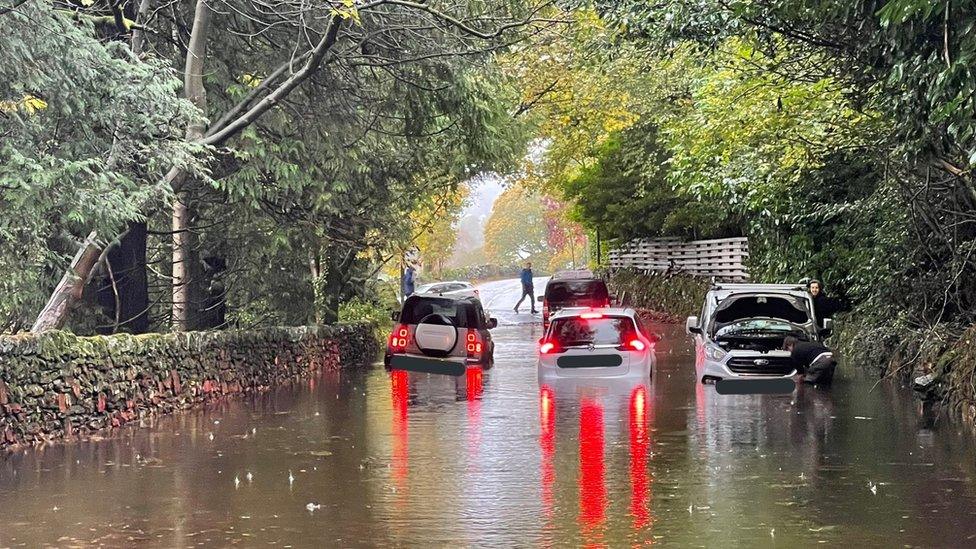 Flooding on the A592