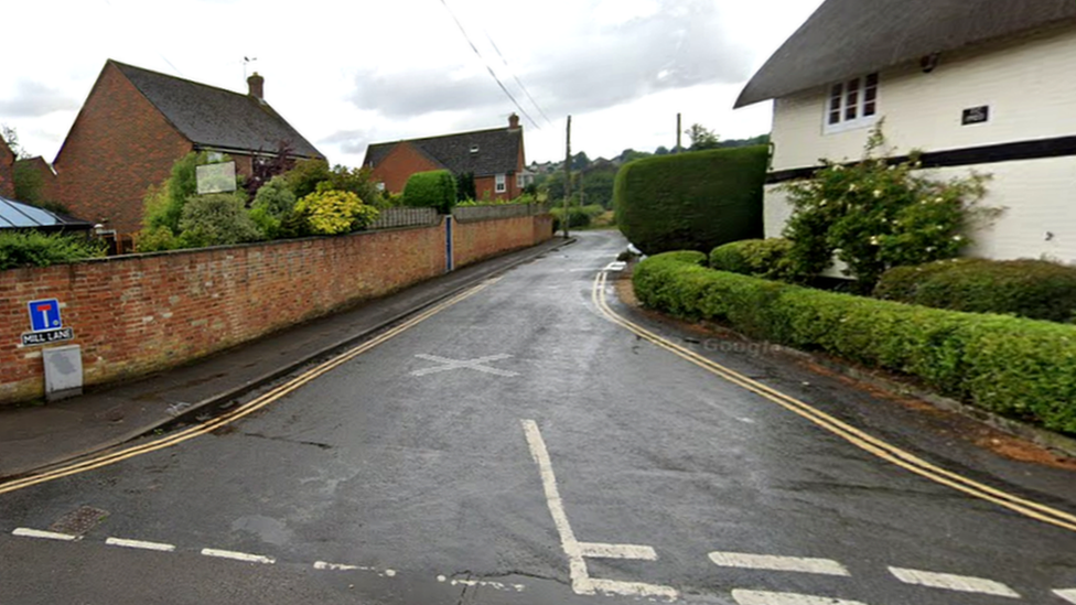 A wide shot of Mill Lane on the outskirts of Salisbury