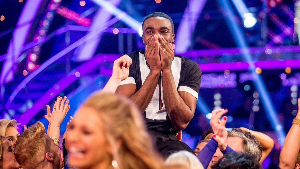 Photo of Ore Oduba after he won the 2016 final of the BBC One show Strictly Come Dancing.