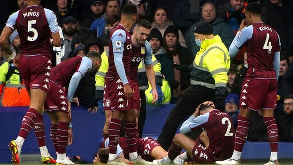 Cash was struck celebrating Villa's goal by Buendia