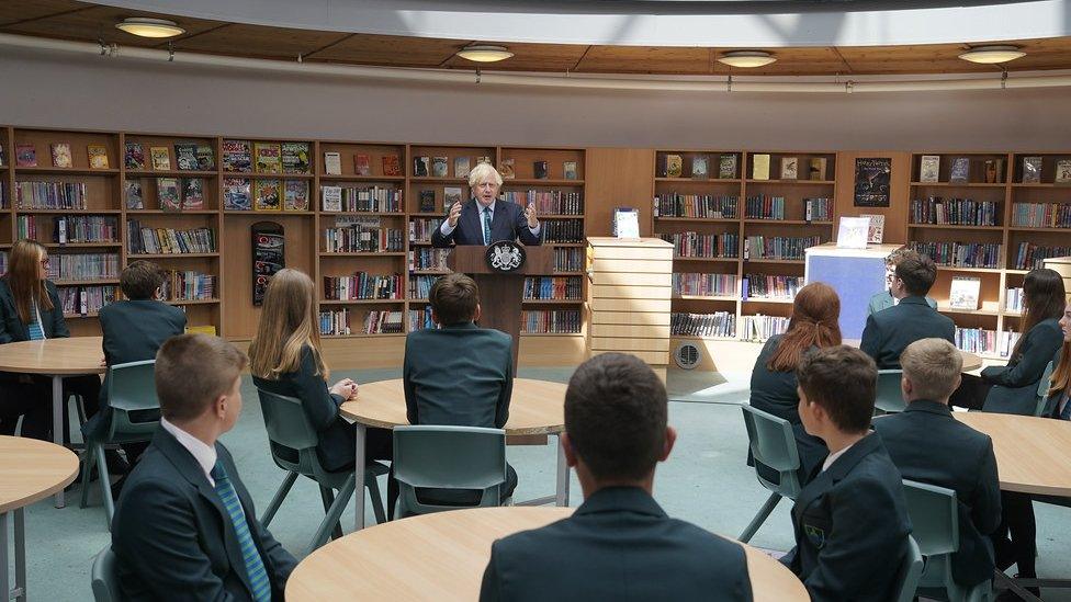 Boris Johnson in the school library