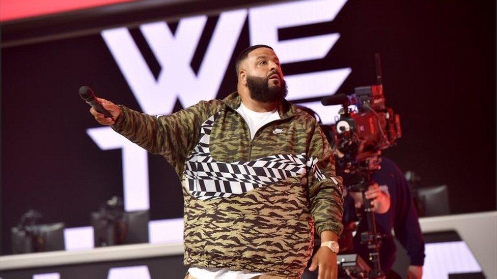 DJ Khaled onstage at Overwatch League Grand Finals