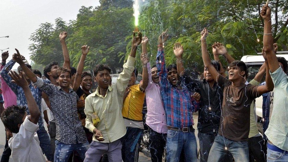 JDU supporters celebrating their party's win in Bihar