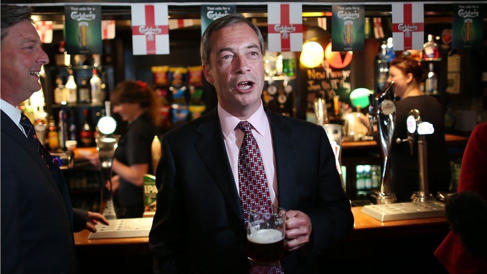 Nigel Farage at a a pub