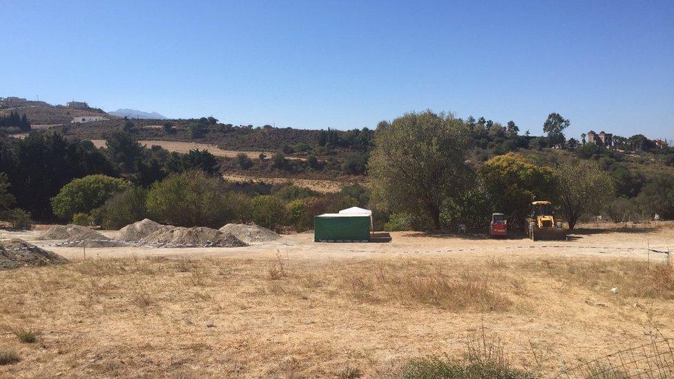 A tent and a tractor on farmland on Kos