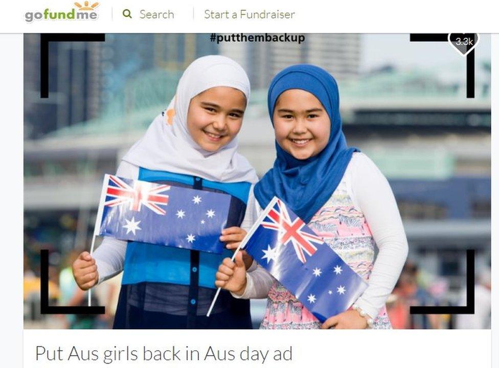 GoFundMe page showing two girls with Australian flags