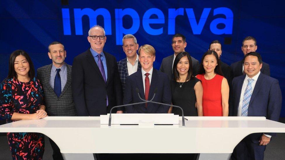 Chris Hylen, president and CEO of Imperva (centre), with the company's leadership team