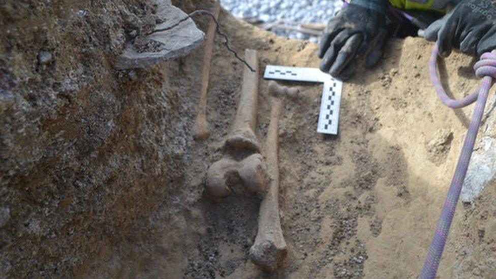 Human bones on the cliff edge