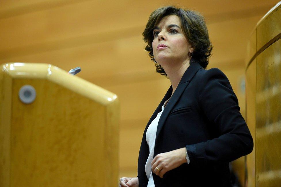 María Soraya Sáenz de Santamaría Antón in the Spanish Senate in Madrid, 26 October