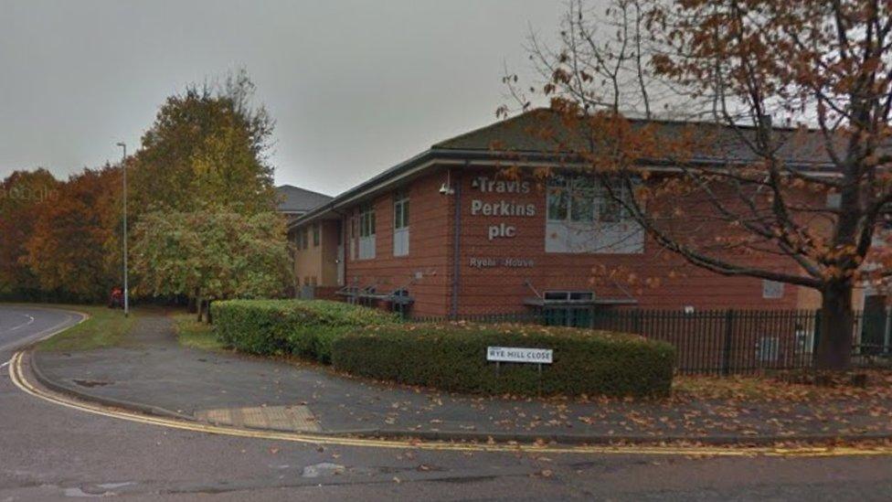 Brick office building on an industrial estate