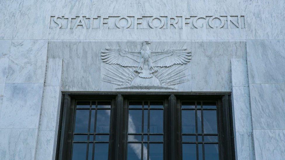 The exterior of the State Capitol building is viewed on September 27, 2017, in Salem, Oregon