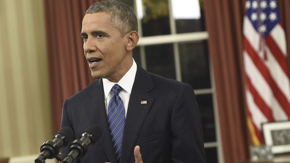 President Barack Obama addresses the country from the Oval Office