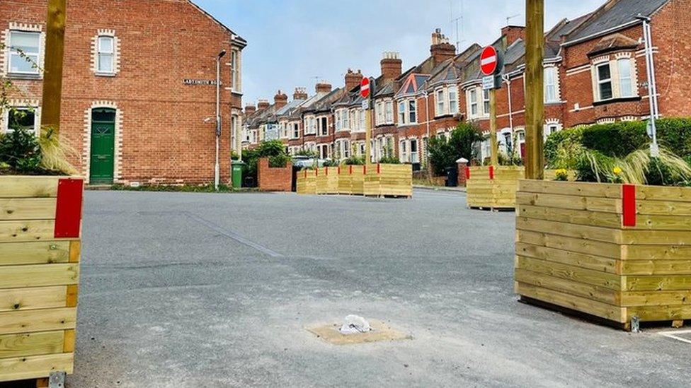 Stump of bollard at top of St Mark's Avenue in Exeter