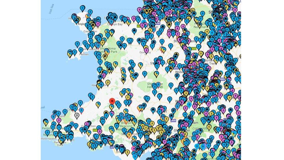 Map of charging points