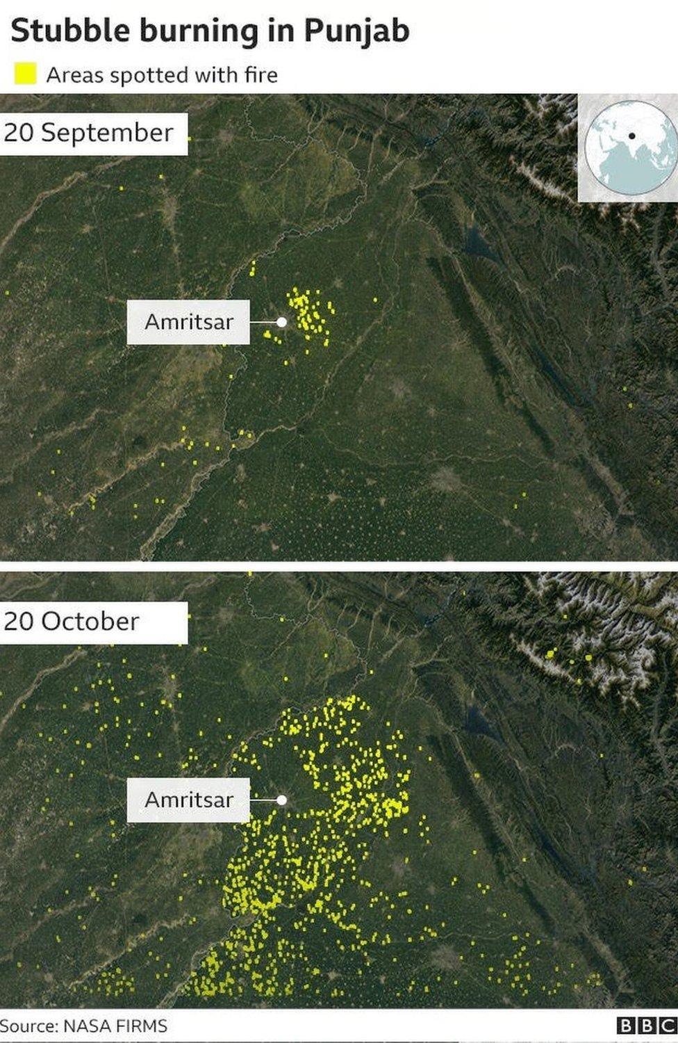 Graphic of stubble burning in Punjab