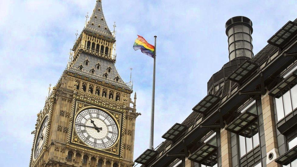 Rainbow flag at Parliament