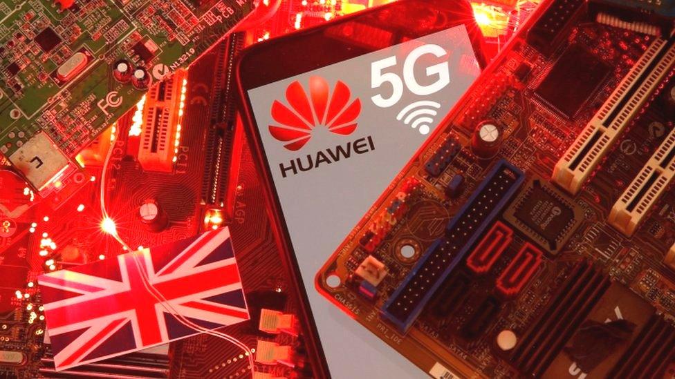 Huawei and UK flag