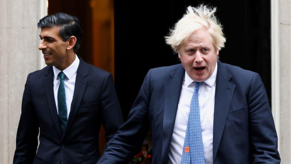 Rishi Sunak and Boris Johnson in Downing Street