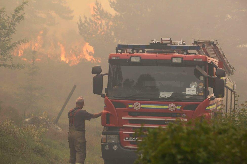 Six fire appliances were at the scene on Saturday evening