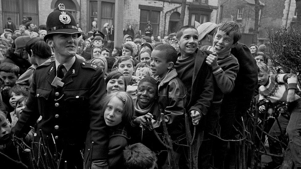 Activity at the opening of a SNAP show house in Liverpool 1969