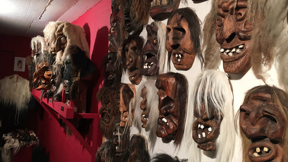 Inside the mask museum in Kippel