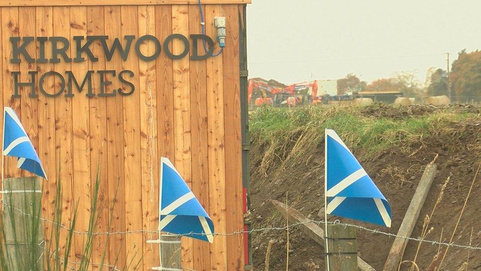 Kirkwood Homes sign at scene of new housing development at Culloden