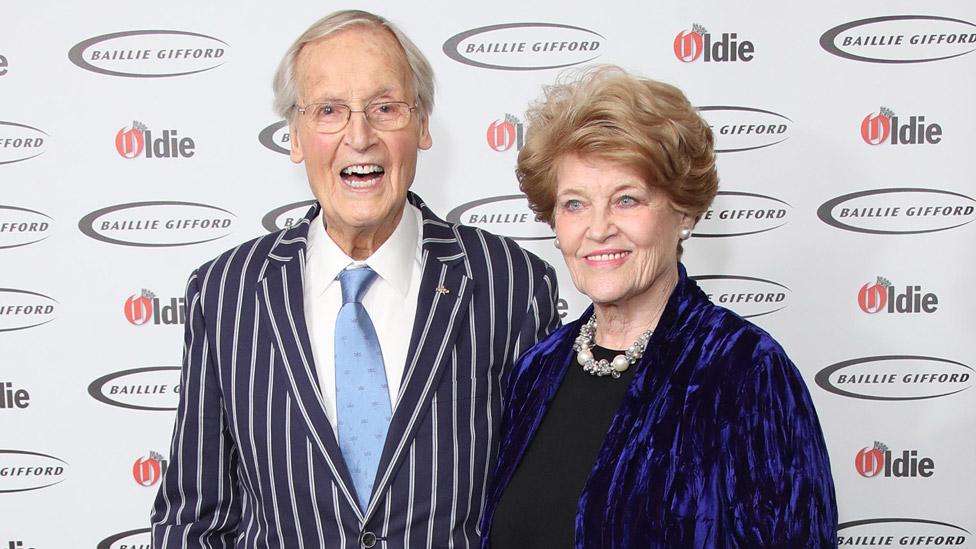 Nicholas Parsons with his wife Ann Reynolds attend the 2019 Oldie of the Year Awards