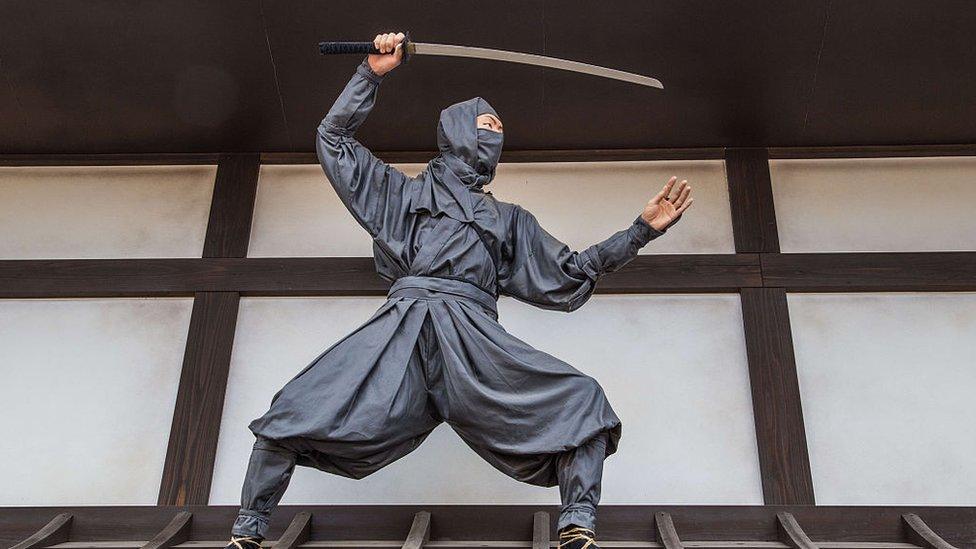 Ninja at Toei Studio Park or Toei Uzumasa Eigamura - a film set and theme park in Kyoto.