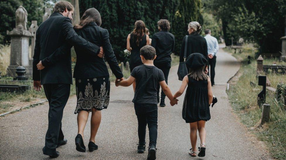 Family at a funeral