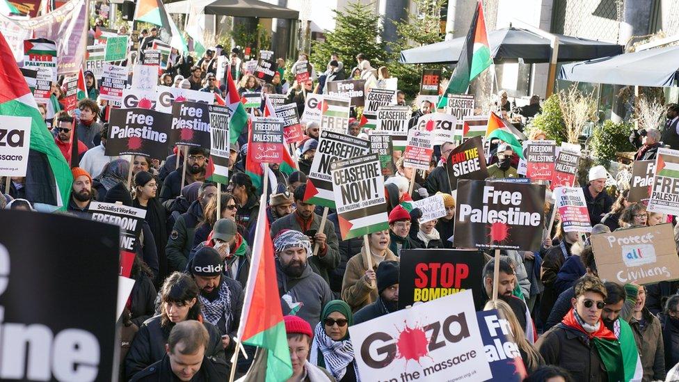 Pro-Palestinian protesters in central London