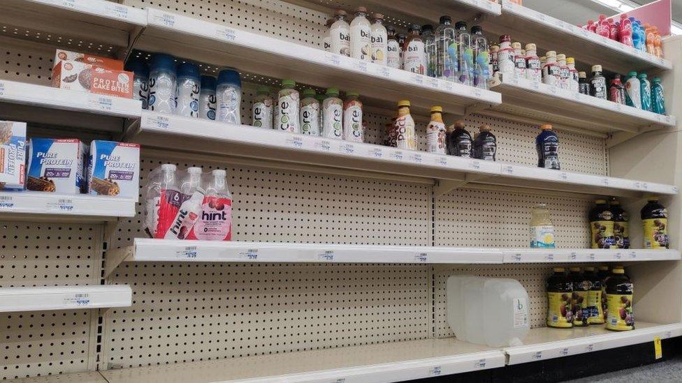 Pharmacies in the US are running low on cleaning supplies and bottled water