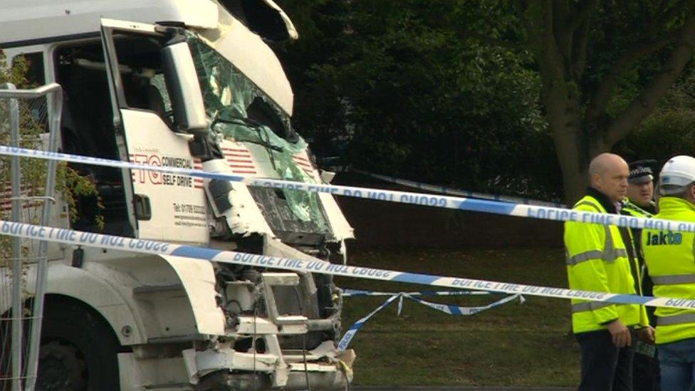 Lorry involved in crash