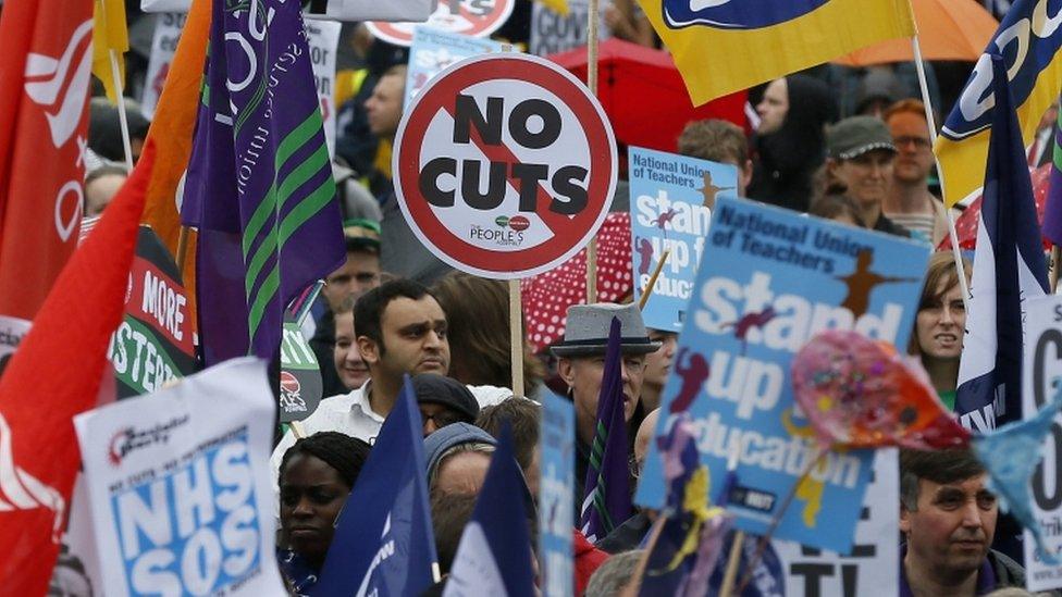 Striking public sector workers protest in London, 10 July 2014