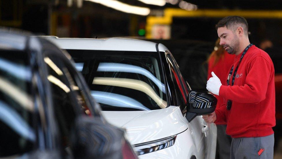 A worker at a Nissan factory in Sunderland, UK