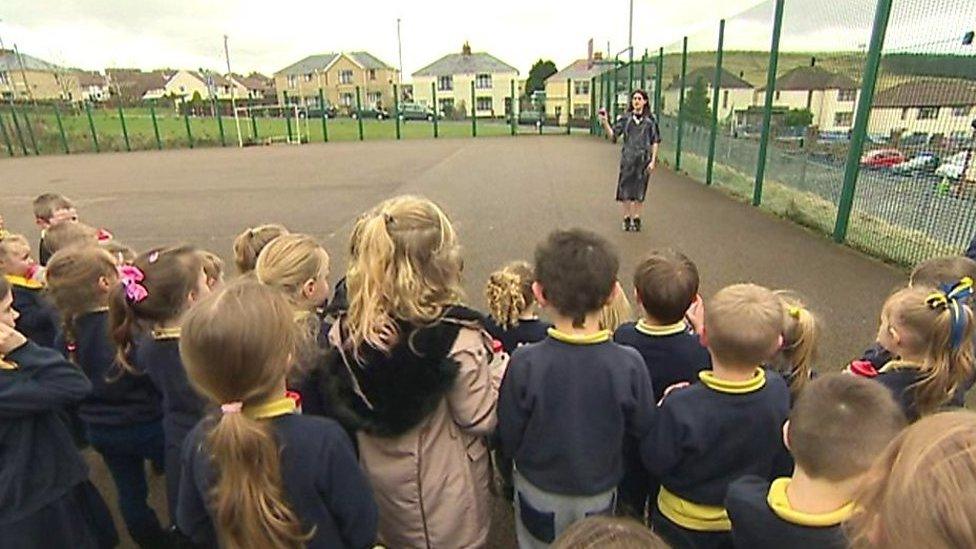 Pupils at Fochriw Primary school