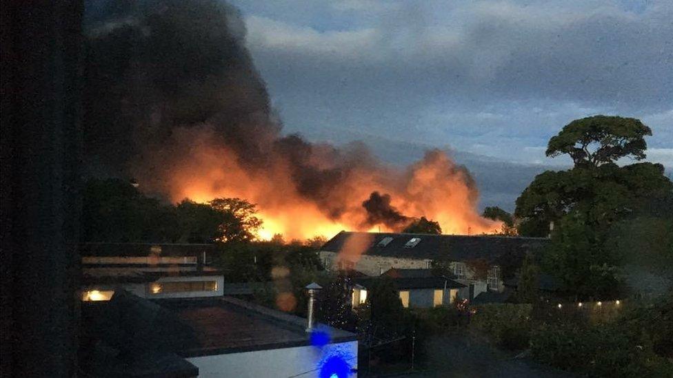 Fire at old Royal Victoria Hospital Pic: Alan Harcus