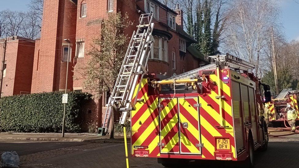 Fire crews in Westcotes Drive, Leicester.