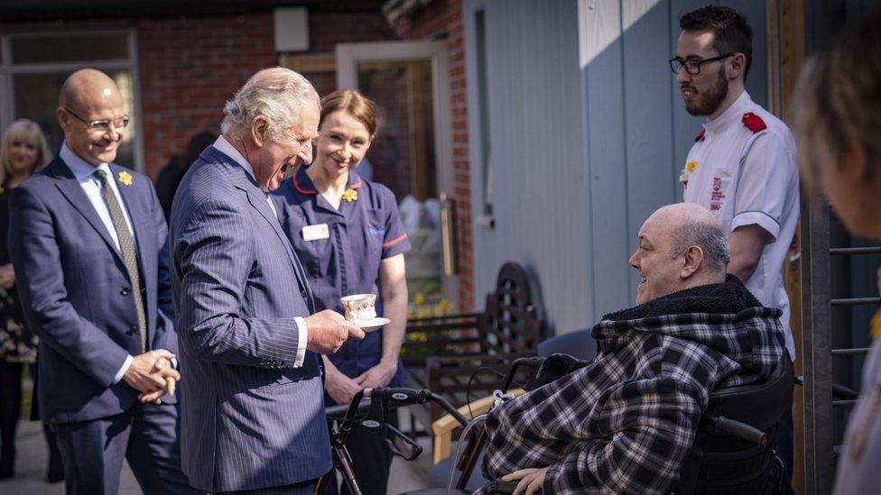 Prince Charles visiting Marie Curie hospice