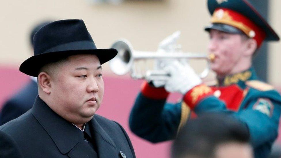 North Korean leader Kim Jong-un at a ceremony in Vladivostok