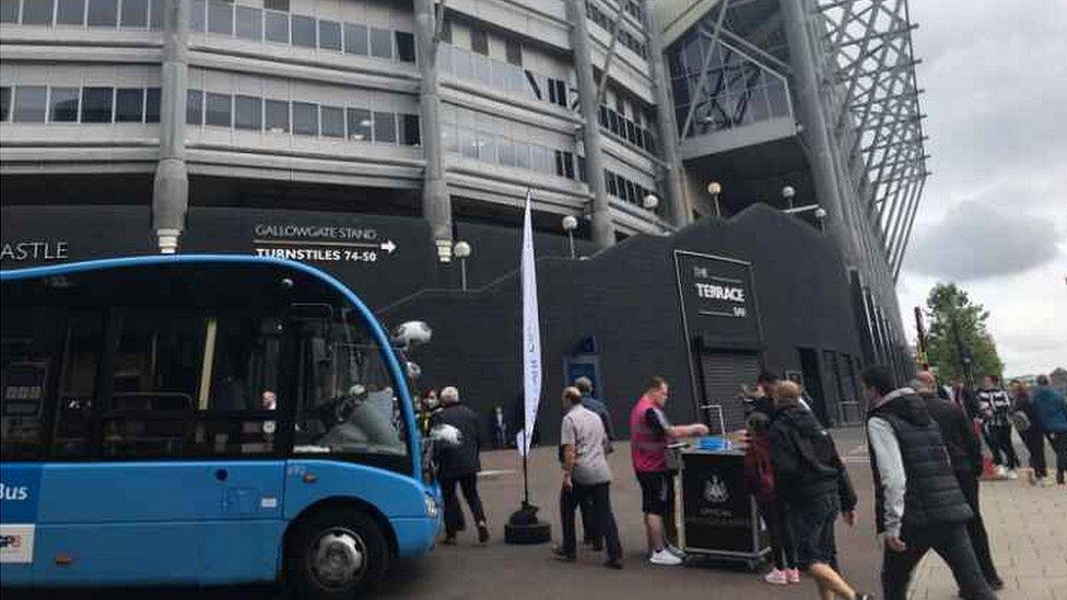 Vaccine bus at St James' Park