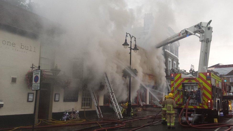 Major fire at Cycle King on Angel Hill in Bury St Edmunds.