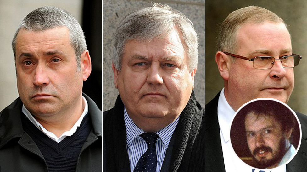 Three images Garry Vian, Jonathan Rees and Glen Vian, leaving the court of appeal