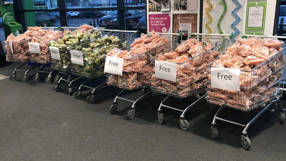 Trolleys full of vegetables